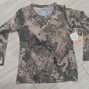 Magellan Outdoors Women's Veil Camo Hunting Top in Brown & Green